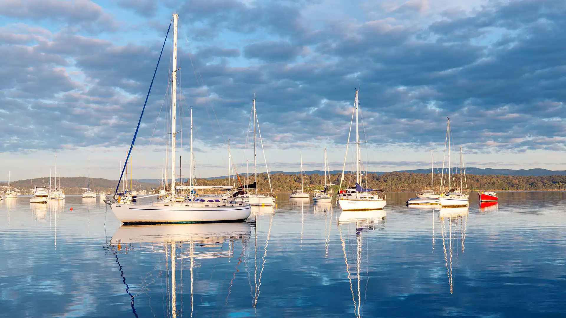 Yachts moored on Lake Macquarie